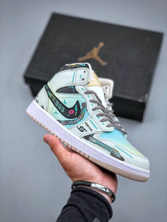 Air Jordan 1 Mid Aj1 电玩联名 低帮文化休闲运动板鞋 554724 082 市场唯一独家头层皮打造 原鞋原档案开发 原厂皮料 原档冲孔鞋头