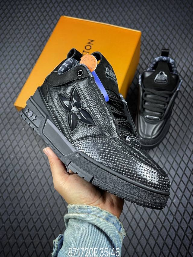 Lv-路易-威登Trainer 2025走秀最新款原版1：1开发复刻！！上脚非常舒适 做工精细鞋面由意大利进口小牛皮拼接，侧边饰有品牌Logo标志，进口网布垫脚