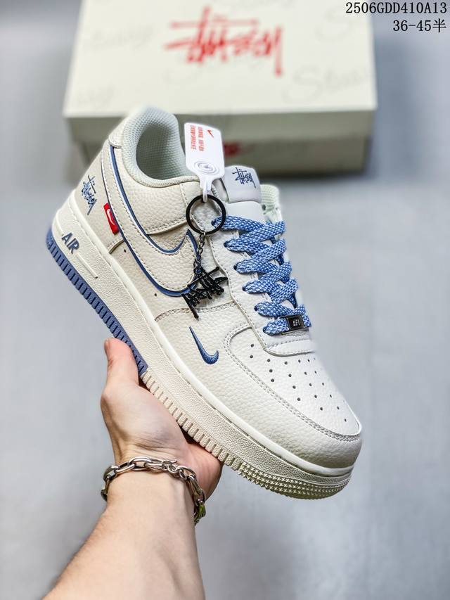 海外限量发售！公司级Nike Air Force 1 '07 Low “斯图西联名”空军一号 低帮 运动鞋 休闲鞋 折边针车 工艺难度大 原楦头原纸板 原装鞋盒