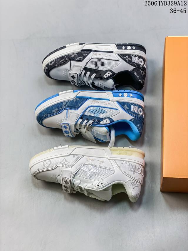 Louis Vuitton 路易威登 原装进口皮革鞋面材质，原装一致Tpr光泽组合鞋底，耐弯折滴塑支持片，鞋垫嵌入超软脚感乳胶材质驴的篮球鞋,Virgil Ab