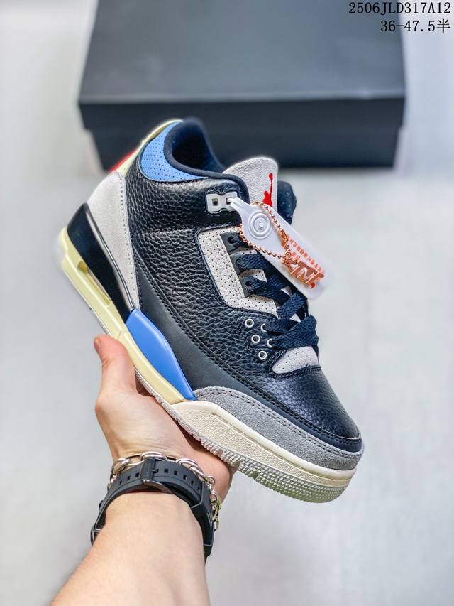 公司级带半码 Air Jordan 3 Diffused Blue白蓝复古篮球鞋 Hv8571-100 尺码：见图 编码：06Jld317A12