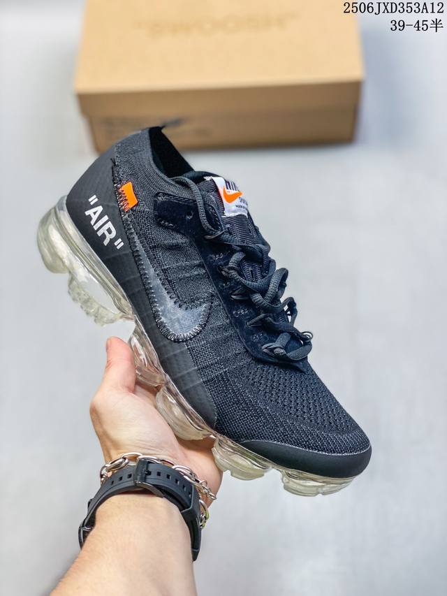 耐克Off-White X Nike Air Vapormax Flyknit 2.0Blackwhite二代全掌大气垫系列飞织低帮百搭休闲运动慢跑鞋 货号：A
