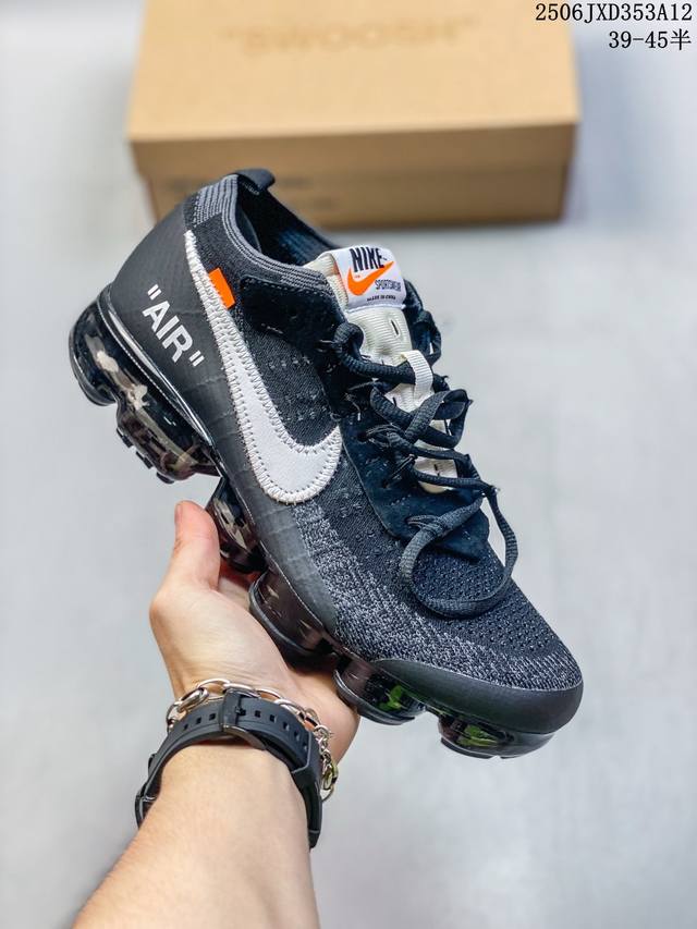 耐克Off-White X Nike Air Vapormax Flyknit 2.0Blackwhite二代全掌大气垫系列飞织低帮百搭休闲运动慢跑鞋 货号：A