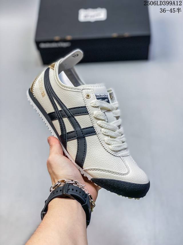 真标 亚瑟士 Onitsuka Tiger Mexico 66 Slip On 鬼冢虎复古时尚 舒适透气帆布织物鞋面耐磨防滑 休闲运动跑步鞋 虎底采用磨耐防橡滑