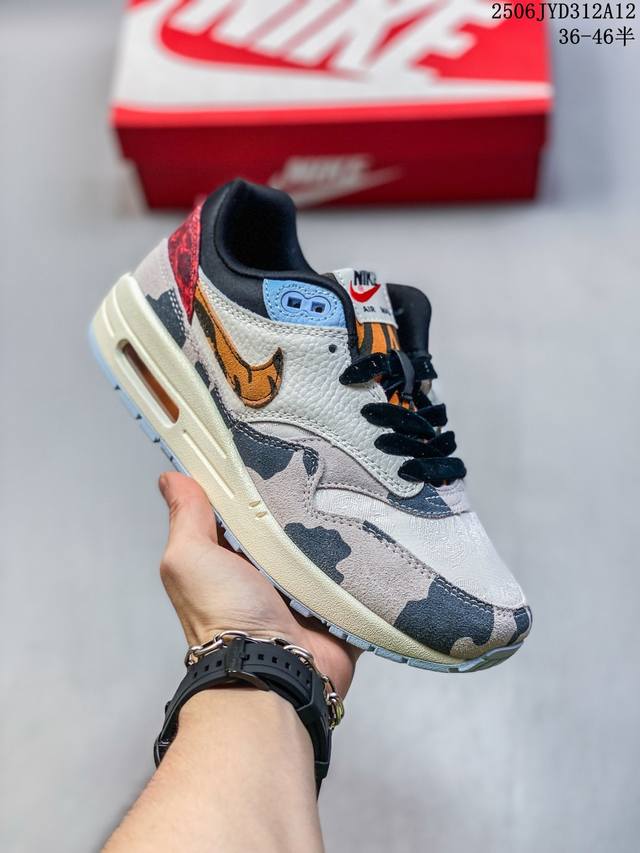公司级真标带半码！ 耐克 Nike Air Max 1 初代复古气垫慢跑鞋 由Tinker Hatfeld和Mark Parker在1987年设计 灵感来自于巴