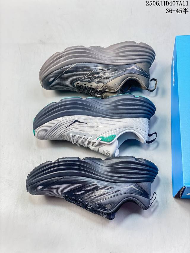 纯原版推荐 Hoka One One Bondi 8 邦代八代缓震网面耐磨低帮跑步鞋 原始的 Bondi 缓震和线条在这里 提供该特许经营权众所周知的柔软、平衡