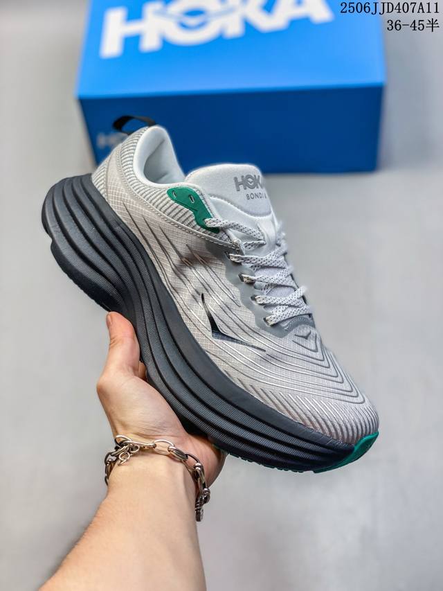 纯原版推荐 Hoka One One Bondi 8 邦代八代缓震网面耐磨低帮跑步鞋 原始的 Bondi 缓震和线条在这里 提供该特许经营权众所周知的柔软、平衡