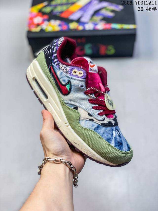 公司级真标带半码！ 耐克 Nike Air Max 1 初代复古气垫慢跑鞋 由Tinker Hatfeld和Mark Parker在1987年设计 灵感来自于巴