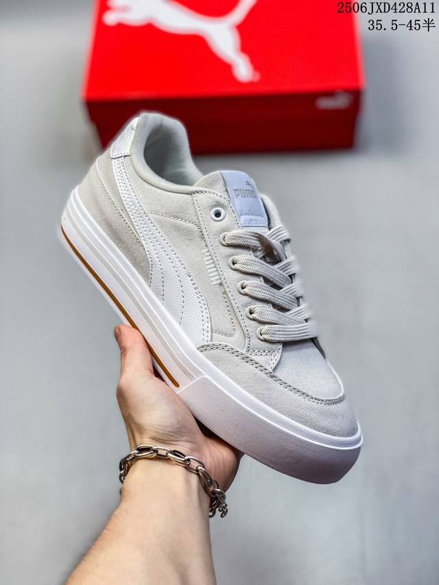 Puma 彪马正品 Court Low男女运动板鞋 新款男女同款情侣复古休闲鞋。封口类型: 系带式 鞋跟类型: 无鞋跟 鞋面材质:帆布 外底:橡胶底 鞋头部分采