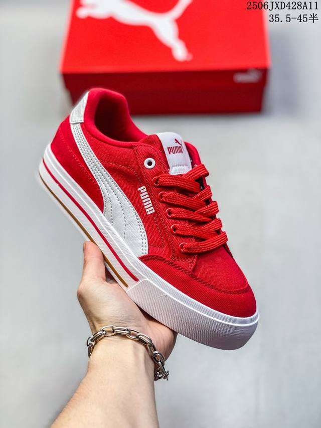 Puma 彪马正品 Court Low男女运动板鞋 新款男女同款情侣复古休闲鞋。封口类型: 系带式 鞋跟类型: 无鞋跟 鞋面材质:帆布 外底:橡胶底 鞋头部分采