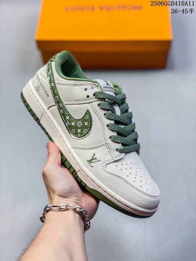 海外爆款限量发售！公司级 Nike Sb Dunk Low“Lv联名 经典白绿配色” 高端定制 低帮休闲板鞋 定制鞋盒 大厂纯原品质出货 超高清洁度 皮料切割干