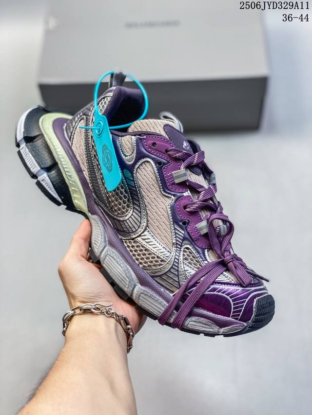 法国高端奢侈品牌-巴黎世家Balenciaga 3Xl Sneakers 3+系列低帮复古阔型底姥爹风潮流百搭休闲慢跑鞋“白银蓝粉木乃伊绑绳”825599 W3