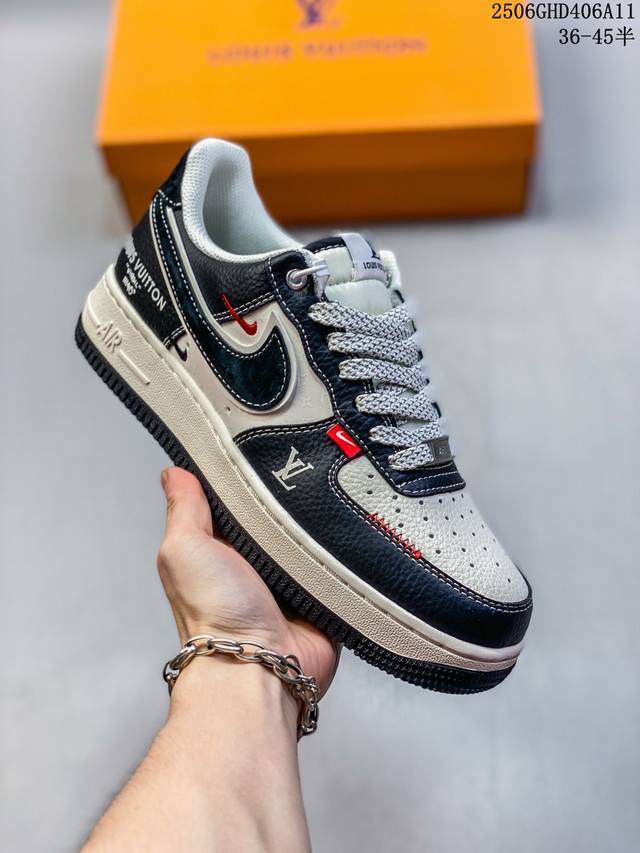 海外限量发售！公司级Nike Air Force 1 '07 Low “Lv联名 荔纹黑”空军一号 低帮 运动鞋 休闲鞋 折边针车 工艺难度大 原楦头原纸板 原