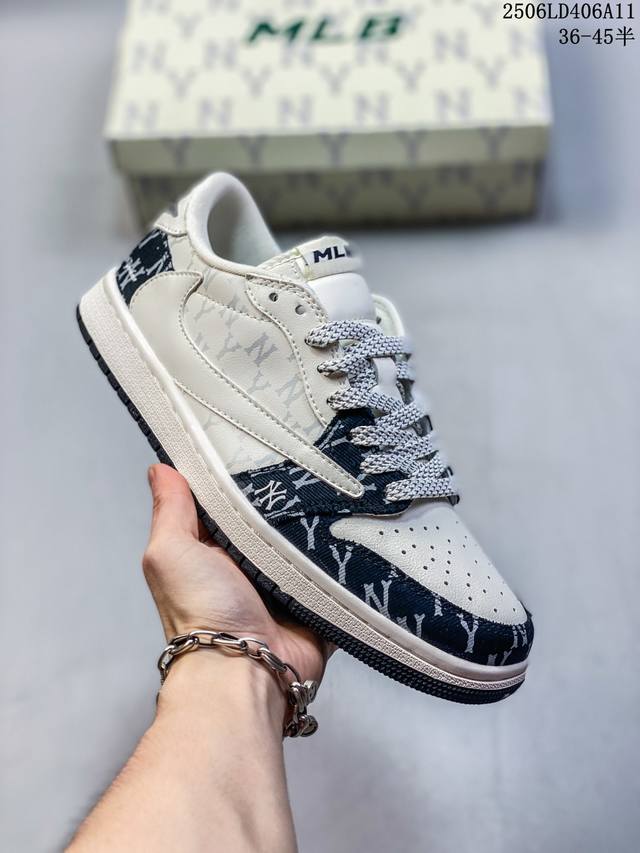 Travis Scott X Fragment Design X Jordan Air Jordan 1 Low Og Sp Mlb联名 “Ny黑印花” 多方联