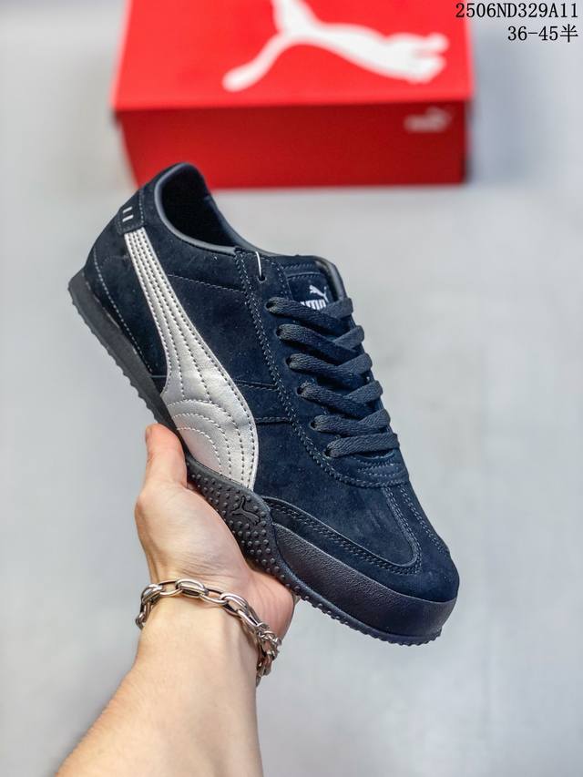 Puma 彪马 男女鞋真标半码制，原楦开发版型，采用软质荔枝纹纤维革组合翻毛皮饰片鞋面材质，内嵌加厚Oftfoam+ 鞋垫，外置环保切片组合防滑橡胶外底乘胜追击