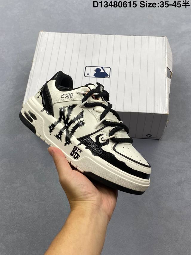 公司级Mlb Chunky Liner Pu ‘Diy定制’ 简约时尚 百搭 包裹性保暖防滑防水减震 低帮 板鞋 货号:3Asxca12N 尺码:35.5 36
