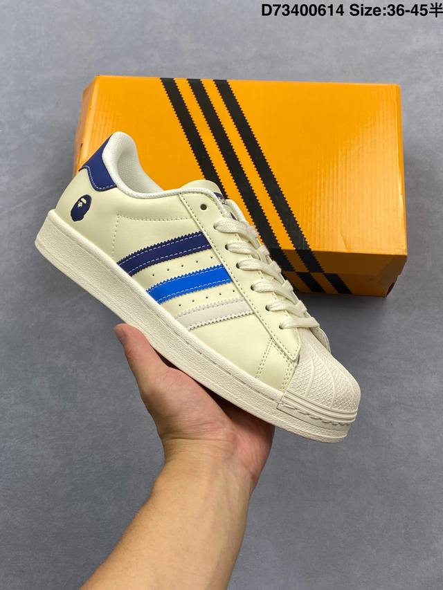 阿迪达斯Ad Originals Superstar 经典贝壳头休闲板鞋 纯白 B27136 纯原鞋楦 立体Logo 国内最高工艺 原装超软一体蓝底 头层抗裂牛