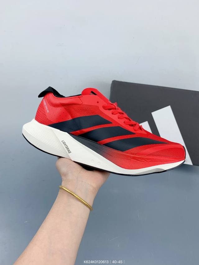 公司级Adidas Adizero Adios Pro 4M 马拉松飞线贾卡轻质透气休闲运动跑步鞋 采用双层透气网纱 Flywire动态飞线绑缚鞋面材质 内置Z