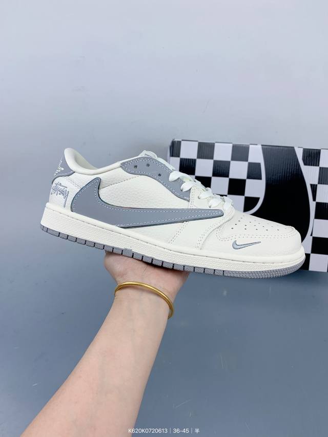 公司级 时尚元素X Jordan Air Jordan Low 倒勾 “黑灰勾斯图西联名，合作融合了Travis Scott 独特的潮流风格，个性的设计风格以及