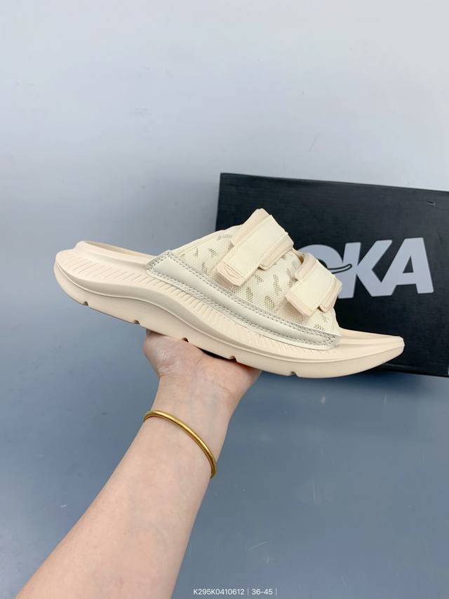 Hoka 联名 Wtaps Ora 骨头厚底增高魔术贴复古沙滩舒适一字拖户外休闲鞋 Size：如图 编码：K295K0410612