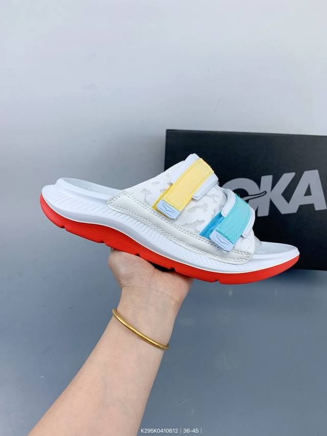 Hoka 联名 Wtaps Ora 骨头厚底增高魔术贴复古沙滩舒适一字拖户外休闲鞋 Size：如图 编码：K295K0410612