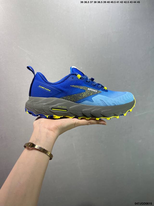 布鲁克斯Brooks 新款男鞋 Cascadia 17系列 户外山地越野跑鞋 缓震透气舒适 专业马拉松 运动跑步鞋男 码数如图 Id：047Jgd0615