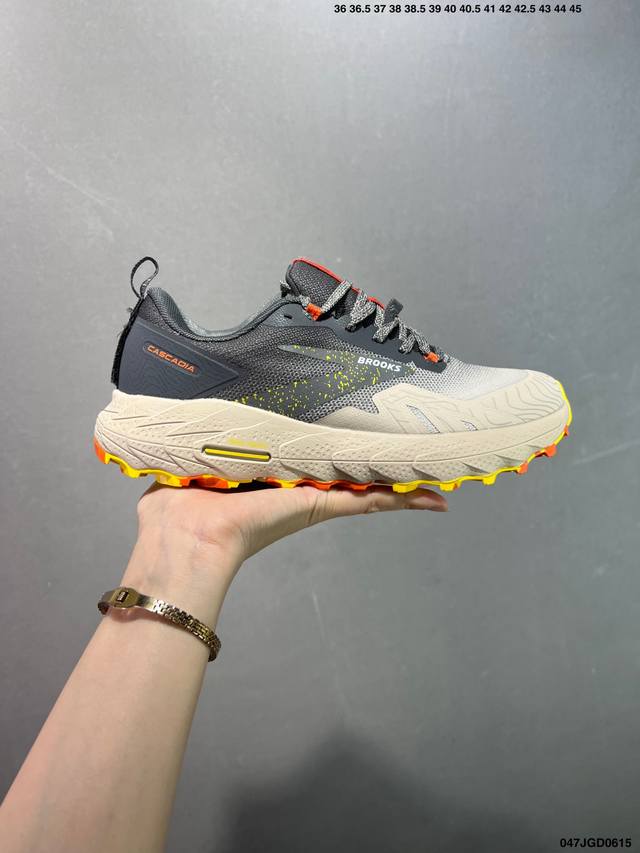 布鲁克斯Brooks 新款男鞋 Cascadia 17系列 户外山地越野跑鞋 缓震透气舒适 专业马拉松 运动跑步鞋男 码数如图 Id：047Jgd0615
