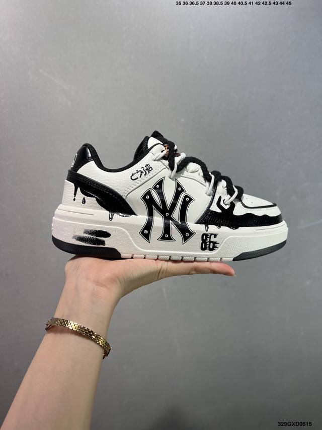 公司级Mlb Ny 印花网红老爹鞋 涂鸦恶作剧 内增高6Cm 原厂原档案数据开发 进口纳米材质 原厂全套手提袋 原盒雷射防伪标包装 官方货号: 3Asxca12