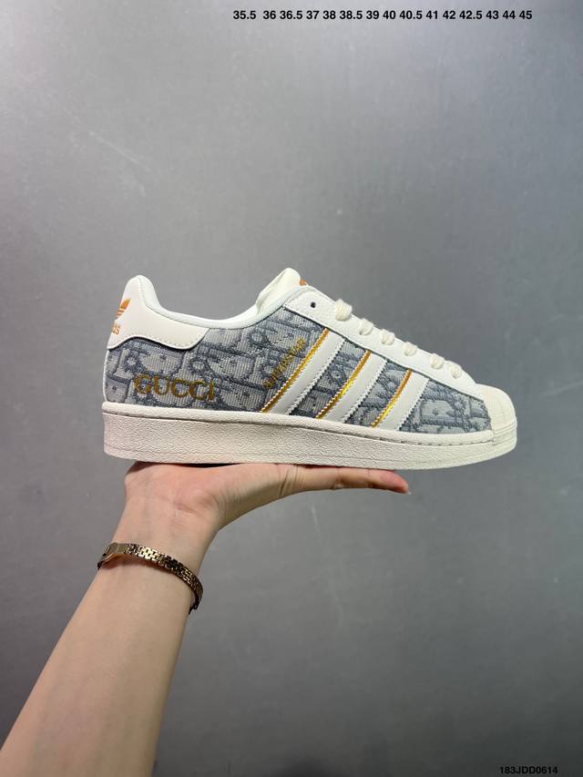 Ad Originals Superstar X Dior 白黑满天星 采用全新头层拼接皮革材质 后跟采用特色3D立体印字 渠道正品订单 诠释市场最高工艺水平