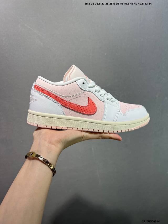 公司级Air Jordan 1 Low Aj1 乔1白粉红 低帮文化休闲运动板鞋 Ib8156-133 市场唯一独家头层皮打造 原鞋原档案开发 原厂皮料 原档冲