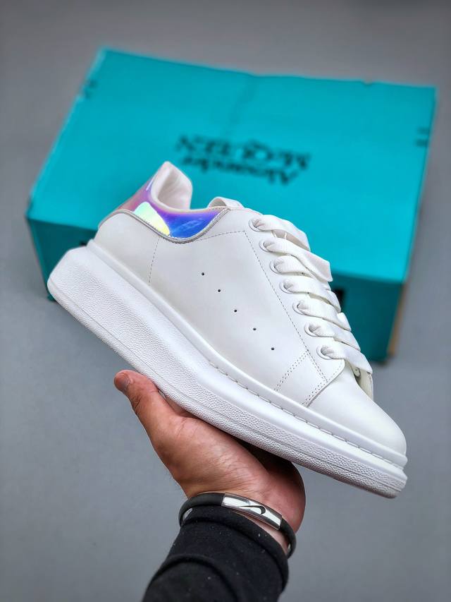 6.18重磅福利 原价 毒盒麦昆 海外指定版本 独家毒平台礼盒包装 Alexander Mcqueen 亚历山大麦昆 松糕鞋厚底增高小白鞋 进口丝绸亚光原版正品