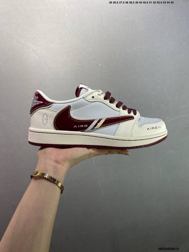公司级Ts X Air Jordan Aj1 Low 倒钩低帮联名定制配色 Fc1688-214 原厂内置气垫魔块 A模大底 头层小牛皮 鞋舌Aj原厂专用牛津布