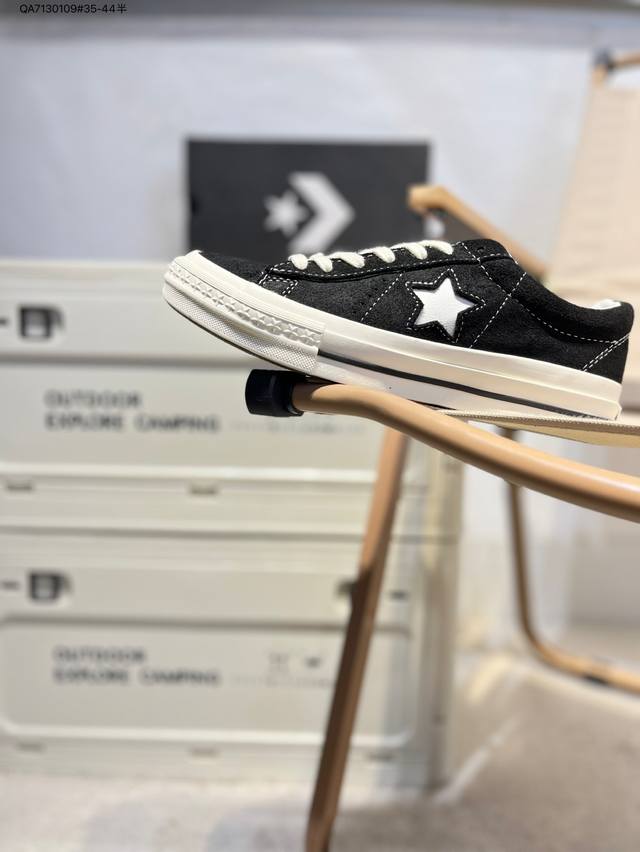 Madness匡威余文乐联名黑武士木村 Converse 匡威余文乐同款Madness联名One Star木村五角星黑武士麂皮反绒皮板鞋复古休闲鞋Qa7 109