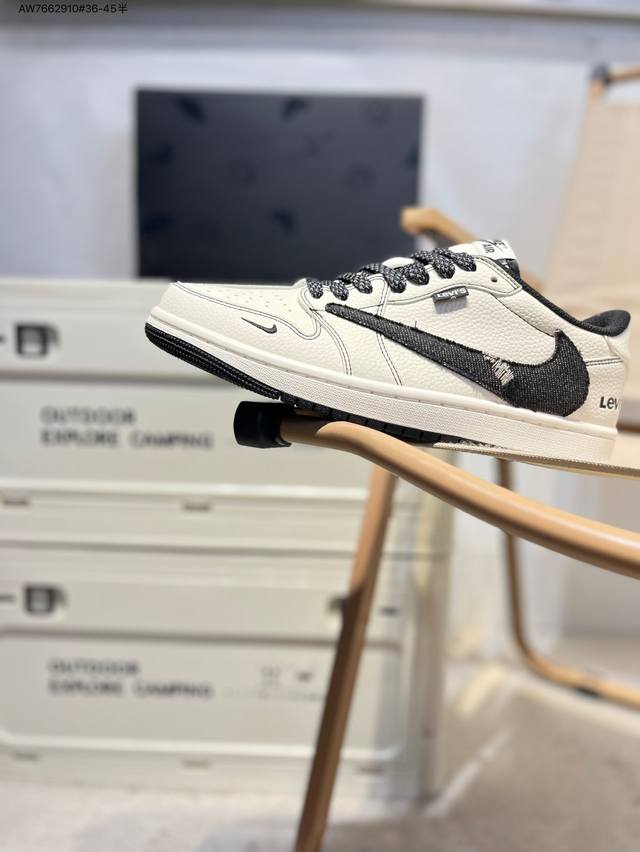 公司级头层皮李维斯 X 乔丹Air Jordan 1 Low Aj1低帮系列篮球鞋 官方同步配色 原装级产物 #拒绝公底 立体鞋型 细节完美 高清洁度Le243