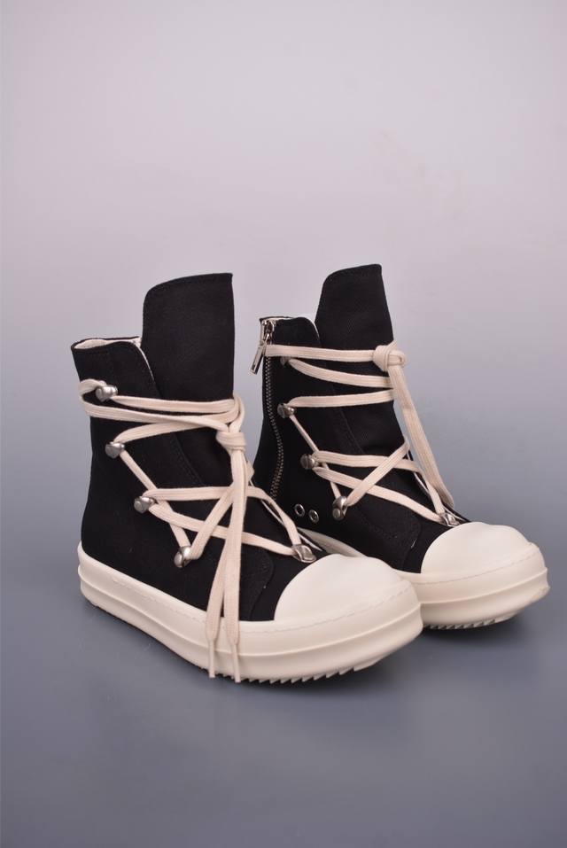 Ro Rick Owens 瑞克 欧文斯 Drkshdw 支线品牌 疯狂绑带 帆布款 广东纯原版本 经典百搭配色 独特的倒三角和长鞋舌设计 极致暗黑风 水染粒面