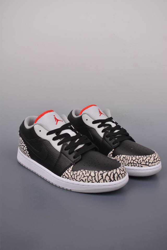 Air Jordan 1 Low 黑灰爆裂纹 Aj1乔1低帮休闲板鞋 同步官方配色 市场唯一独家头层皮打造 原鞋原档案开发 原厂皮料 原档冲孔鞋头 正确满胶鞋垫