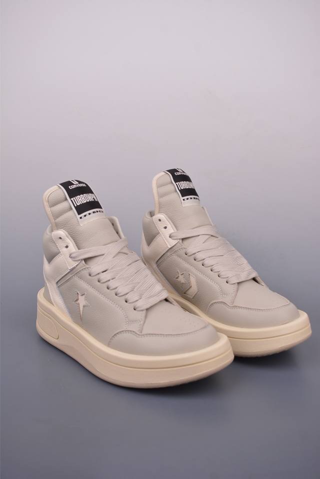 Ro Rick Owens 瑞克 欧文斯 主线 大匡威 全新“灰白”配色 东莞原厂进口全新2025年新材质“摔纹粒面小牛皮” 鞋带采用水染定织法工艺 高密度之下