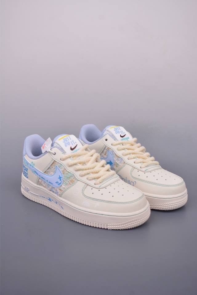 Nike Air Force 1 Low 蓝言情话 原楦头原纸板 打造纯正空军版型 专注外贸渠道 全掌内置蜂窝气垫 原盒配件 原厂中底钢印、拉帮完美 官方货号：