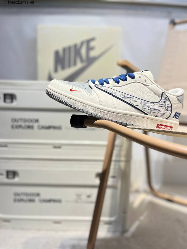 公司级头层皮Supreme X 乔丹Air Jordan 1 Low Aj1低帮系列篮球鞋 官方同步配色 原装级产物 #拒绝公底 立体鞋型 细节完美 高清洁度X