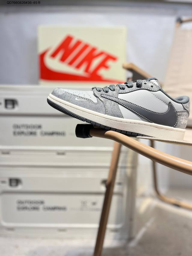 公司级头层皮斯图西 X 乔丹Air Jordan 1 Low Aj1低帮系列篮球鞋 官方同步配色 原装级产物 #拒绝公底 立体鞋型 细节完美 高清洁度Sj206