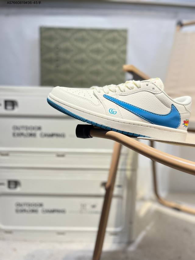 公司级头层皮古驰 X 乔丹Air Jordan 1 Low Aj1低帮系列篮球鞋 官方同步配色 原装级产物 #拒绝公底 立体鞋型 细节完美 高清洁度Zh2598