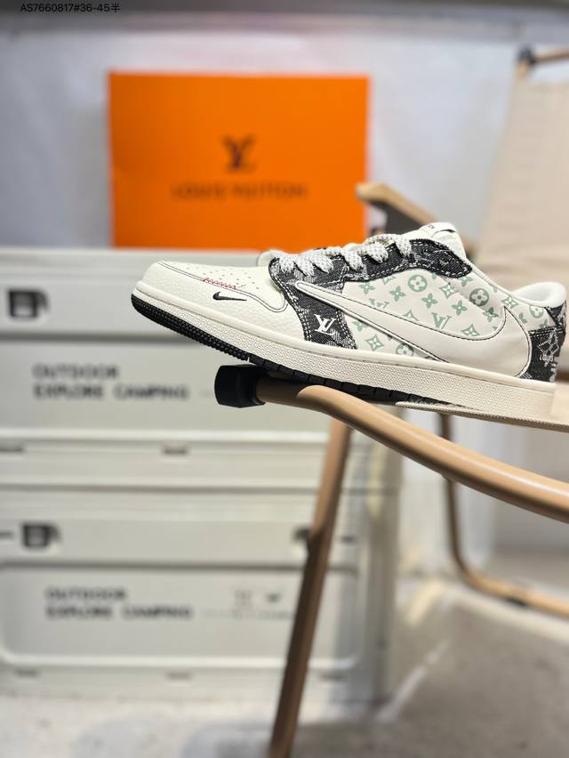 公司级头层皮Lv X 乔丹Air Jordan 1 Low Aj1低帮系列篮球鞋 官方同步配色 原装级产物 #拒绝公底 立体鞋型 细节完美 高清洁度Yx5066