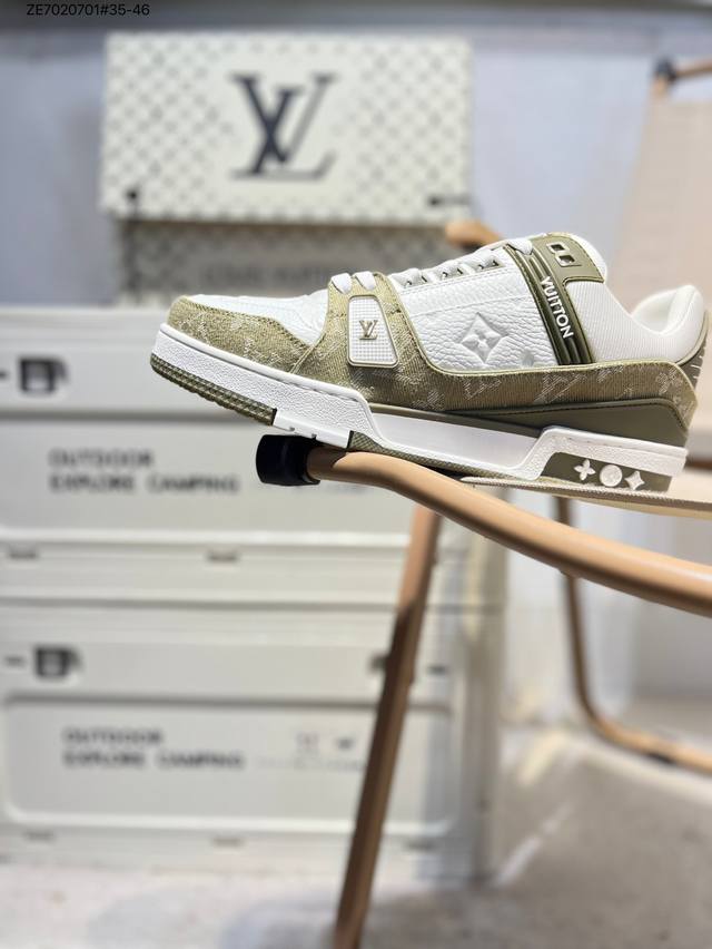 广东原产# 路易威登 Louis Vuitton Lv路易威登板鞋 新款 Lv Trainer最新配色运动鞋 L家 篮球鞋风格运动鞋 该鞋由艺术总监 Virgi