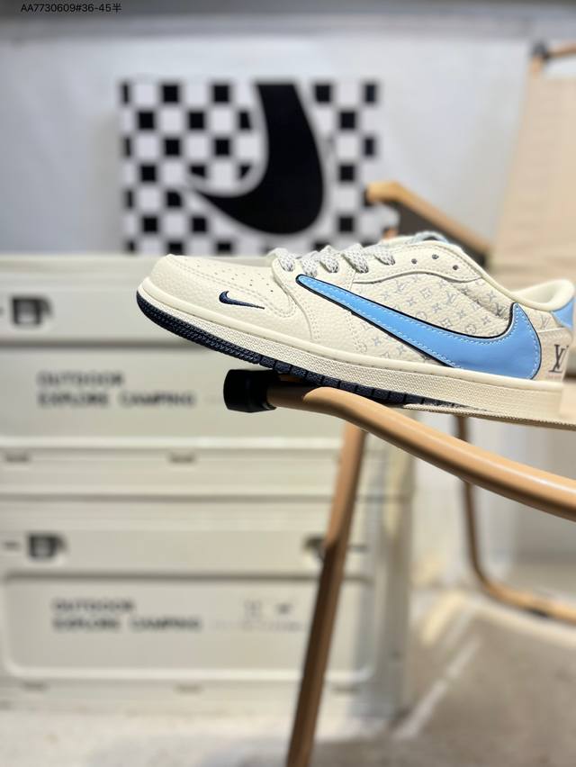 公司级头层皮Lv X 乔丹Air Jordan 1 Low Aj1低帮系列篮球鞋 官方同步配色 原装级产物 #拒绝公底 立体鞋型 细节完美 高清洁度Xb1979