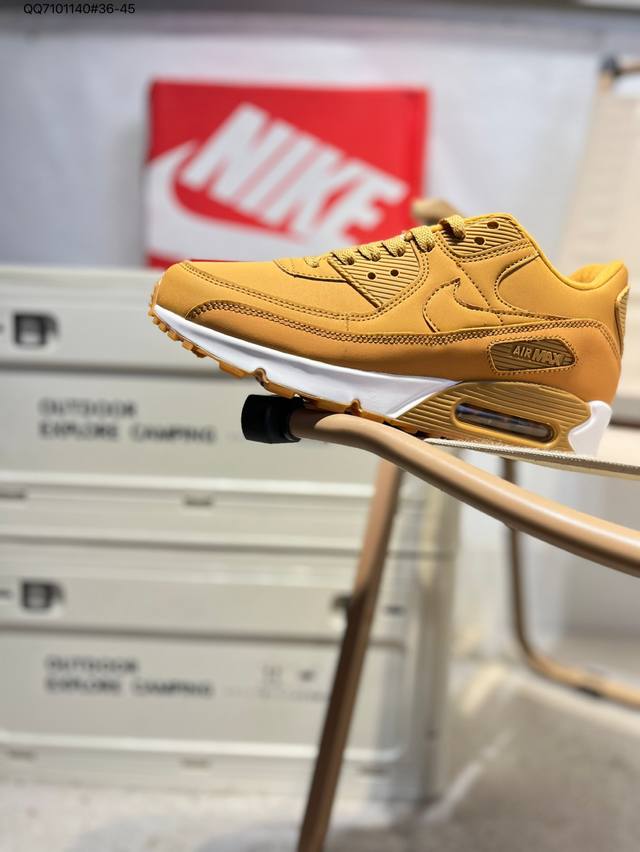 耐克Nike Air Max 90 经典复古小气垫缓震跑鞋 鞋面由皮和革织物打造，犀利的条线打造出酷劲十的足视觉效果 网布鞋增面强透气性，穿着为极舒适 经可典视