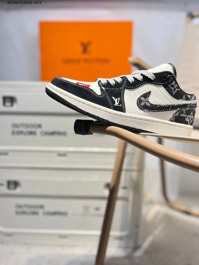 公司级头层皮Lv X 乔丹Air Jordan 1 Low Aj1低帮系列篮球鞋 官方同步配色 原装级产物 #拒绝公底 立体鞋型 细节完美 高清洁度Yx5066