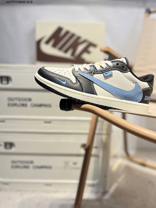 公司级头层皮迪奥 X 乔丹Air Jordan 1 Low Aj1低帮系列篮球鞋 官方同步配色 原装级产物 #拒绝公底 立体鞋型 细节完美 高清洁度Xz5749
