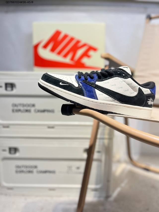 公司级头层皮斯图西 X 乔丹Air Jordan 1 Low Aj1低帮系列篮球鞋 官方同步配色 原装级产物 #拒绝公底 立体鞋型 细节完美 高清洁度Sj206