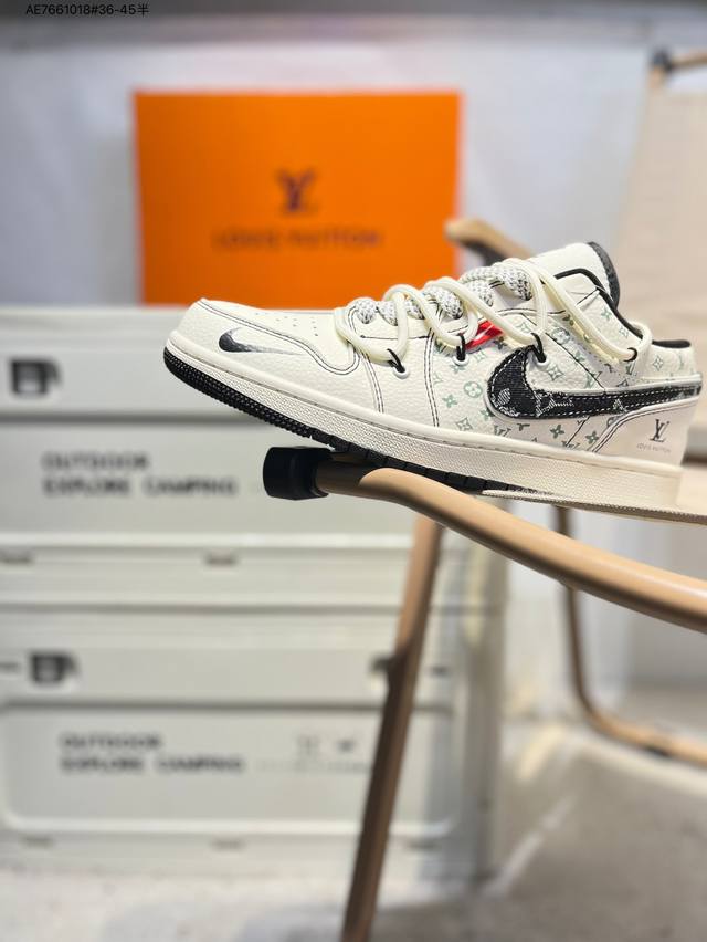 公司级头层皮Lv X 乔丹Air Jordan 1 Low Aj1低帮系列篮球鞋 官方同步配色 原装级产物 #拒绝公底 立体鞋型 细节完美 高清洁度Yx5066