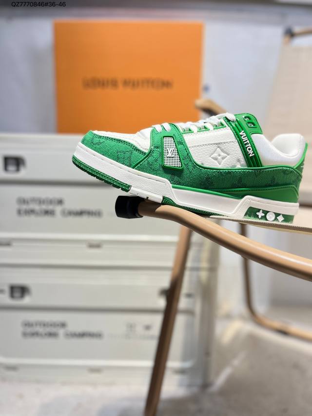 路易威登 Louis Vuitton Lv路易威登板鞋 新款 Lv Trainer最新配色运动鞋 L家 篮球鞋风格运动鞋 该鞋由艺术总监 Virgil Ablo